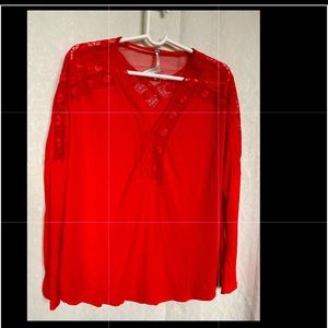 Free people lace hem sweater light oversized medium